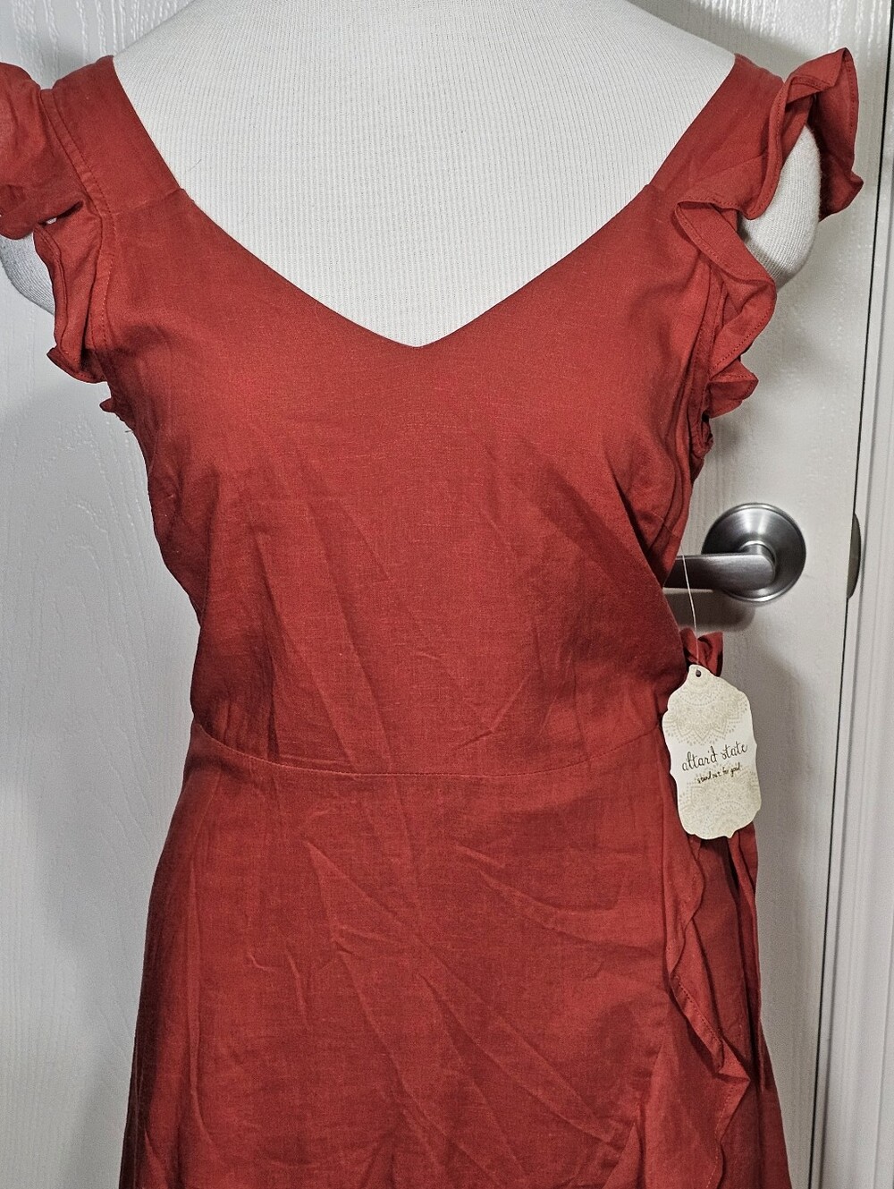 Altar'd State Cinnamon Ruffle Sleeve Wrap Dress Size Small